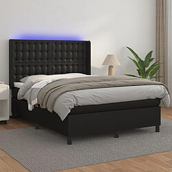 vidaXL Sommier à lattes de lit matelas LED Noir 140x200cm Similicuir 