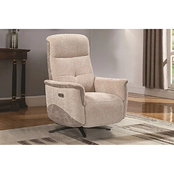 Inside 75 Fauteuil relax pivotant bi moteur BLOOM tissu maillé beige & moka