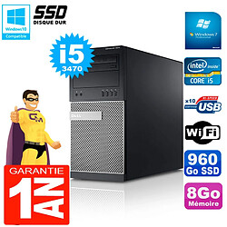 PC Tour DELL 7010 Core I5-3470 RAM 8Go Disque 960 Go SSD Wifi W7 - Occasion