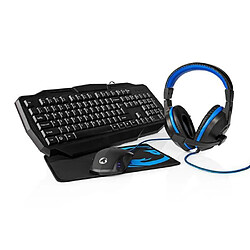 Avis NEDIS PACK 4-en-1 | Clavier, casque, souris et tapis de souris | Noir/Bleu | AZERTY | FR