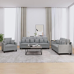 Maison Chic Ensemble de canapés 3 pcs coussins, Canapé droit Sofa pour Salon gris clair tissu -GKD249445