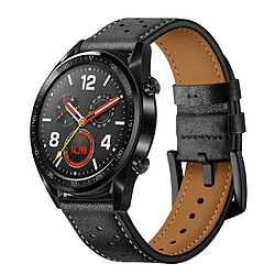 Bracelet en cuir véritable noir pour votre Huawei Watch GT