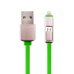 Acheter Wewoo Câble vert pour iPhone, iPad, Samsung, HTC, LG, Sony, Huawei, Lenovo, Xiaomi et autres smartphones 1m 2 dans 1 multi-fonctionnel rétractable Lightning Micro USB vers USB de données / chargeur,