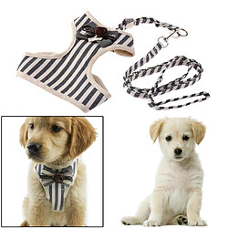 Tissu Pet Dog Walking Harnais Harnais Chiot Laisse Collier de dressage Gris - M