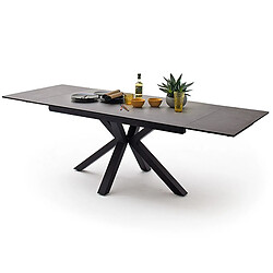 Pegane Table à manger extensible en céramique anthracite et métal noir mat - L.160-240 x H.76 x P.90 cm