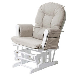 Mendler Fauteuil relax HWC-C76 fauteuil à bascule, rocking-chair, tissu ~ crème, monture blanche