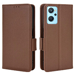 Etui en PU texture litchi avec support, marron pour votre Realme 9i/Oppo A36 4G/A76 4G