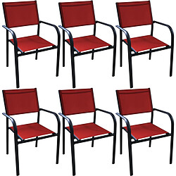 ALIZÉ Fauteuil en aluminium Duca (Lot de 6) Graphite et rouge.