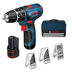 Bosch Perceuses-visseuses à percussion sans fil GSB 12V-15, Sac de transport, 2x2,0 Ah batteries + Accessoires - 0615990GB1