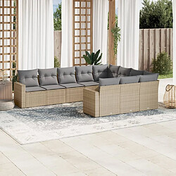 Maison Chic Salon de jardin avec coussins 10 pcs | Ensemble de Table et chaises | Mobilier d'Extérieur beige résine tressée -GKD25500