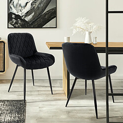 ML-Design Lot de 2 chaises de salle à manger Chaise de salon Chaise de cuisine Noir velours