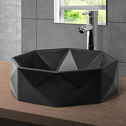 lavabo incl. vidage sans trop-plein Ø 42x13,5 cm noir en céramique ML-Design