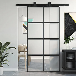 vidaXL Porte coulissante noir 102,5x205 cm verre trempé aluminium 