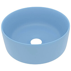 vidaXL Lavabo rond de luxe Bleu clair mat 40x15 cm Céramique