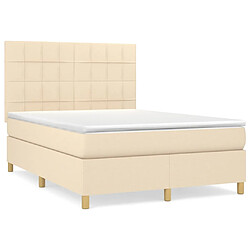 vidaXL Sommier à lattes de lit avec matelas Crème 140x200 cm Tissu