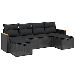 Maison Chic Ensemble Tables et chaises d'extérieur 6pcs avec coussins,Salon de jardin noir résine tressée -GKD177569