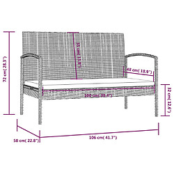 vidaXL Salon de jardin 8 pcs avec coussins résine tressée gris pas cher