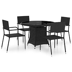 vidaXL Ensemble à manger de jardin 5 pcs Résine tressée Noir