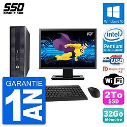 PC HP ProDesk 600 G1 SFF Ecran 19" Intel G3220 RAM 32Go SSD 2To Windows 10 Wifi - Occasion