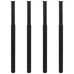 vidaXL Pieds de table télescopiques 4 pcs Noir 710 mm - 1100 mm