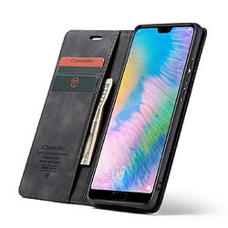 Wewoo Housse Coque CaseMe-013 en cuir à rabat horizontal multifonctionnel avec fente pour carte et support Huawei P20 noir pas cher