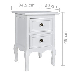 Acheter Helloshop26 Table de nuit chevet commode armoire meuble chambre 4 pcs avec 2 tiroirs mdf blanc 1402187