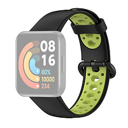 Bracelet en silicone bicolore, sangle respirante, noir/vert pour votre Xiaomi Redmi Watch 2