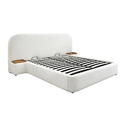 Avis Vente-Unique Lit coffre 140 x 200 cm avec chevets - Tissu bouclette - Blanc + Matelas - ESTERIA de Maison Céphy