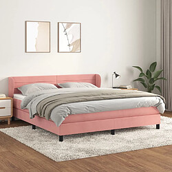 vidaXL Sommier à lattes de lit avec matelas Rose 180x200 cm Velours 