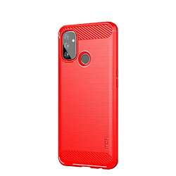 Mofi Coque en TPU fibre de carbone brossée rouge pour votre OnePlus Nord N100