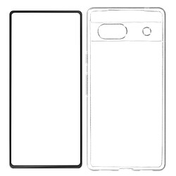 Avizar Coque pour Google Pixel 7a Silicone Gel et Verre Trempé Bord Biseauté Noir