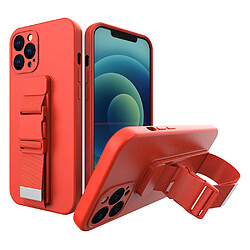 Ozzzo housse en corde gel tpu housse air etui avec laniere pour iphone 12 pro max rouge