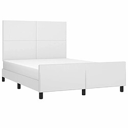 Avis Maison Chic Lit adulte - Cadre Structure de lit avec tête de lit Contemporain Blanc 140x200 cm Similicuir -MN65564