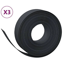 vidaXL Bordures de jardin 3 pcs noir 10 m 15 cm polyéthylène