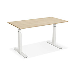 Avis Mes Bureau 140x70x127 cm plateau naturel et métal blanc - ARUBA