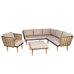 Decoshop26 Salon de jardin canapés pour extérieur 7 places avec table acier et polyrotin et coussins beige-marron 04_0008320