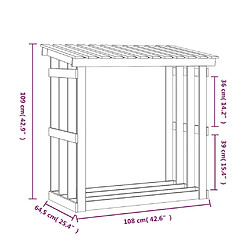 vidaXL Support pour bois de chauffage 108x64,5x109 cm Bois de pin pas cher