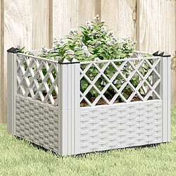 vidaXL Jardinière avec piquets blanc 43,5x43,5x43,5 cm PP