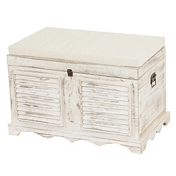 Mendler Banc banquette / coffre de rangement T356, style shabby 50x76x45cm ~ blanc