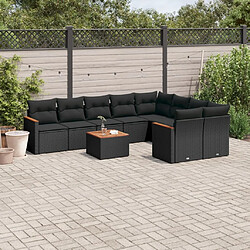 Maison Chic Salon de jardin 10 pcs avec coussins | Ensemble de Table et chaises | Mobilier d'Extérieur noir résine tressée -GKD39372