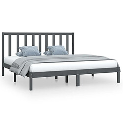 vidaXL Cadre de lit sans matelas bois massif de pin gris 200x200 cm