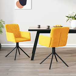 vidaXL Chaises pivotantes à manger lot de 2 Jaune Velours