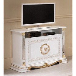 Acheter Dansmamaison Meuble TV 2 portes 1 niche Blanc/Or - ADELE