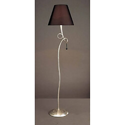 Luminaire Center Lampadaire Paola 1 Ampoule E27, argent peint avec Abat jour noir & goutelettes en verre noir