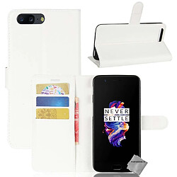 Htdmobiles Housse etui portefeuille pour OnePlus 5 + film ecran - BLANC