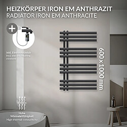 LuxeBath Iron EM radiateur sèche-serviettes anthracite 60x100 cm élément chauffant 300W