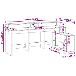 vidaXL Bureau avec lumières LED chêne artisanal bois d'ingénierie pas cher