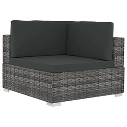 Avis vidaXL Salon de jardin avec coussins 3 pcs résine tressée gris