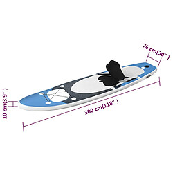 vidaXL Ensemble de planche SUP gonflable Bleu 300x76x10 cm pas cher