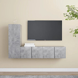 vidaXL Ensemble de meubles TV 3 pcs Gris béton Bois d'ingénierie